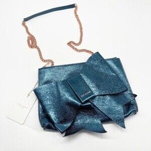 TED BAKER Aliysa Crackle Bow Leather Clutch 